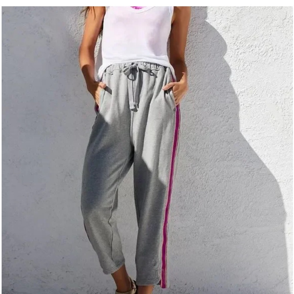 Free People Movement Prep Time pants - Gray Joggers with Pink Stripes